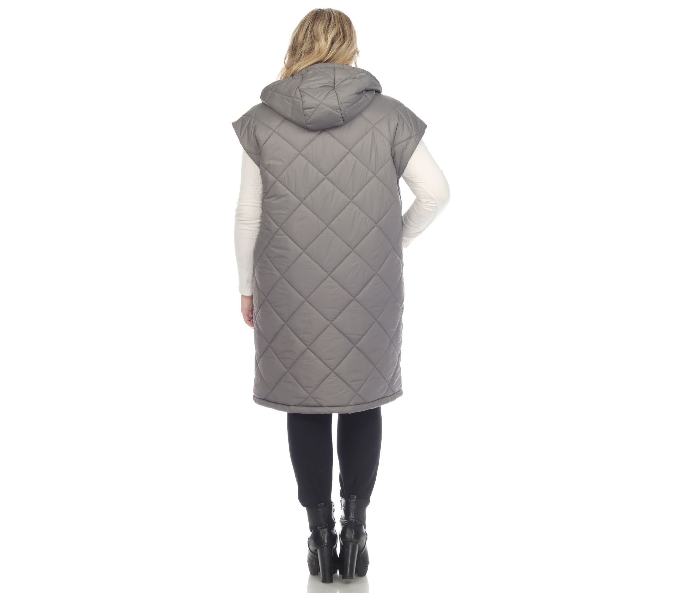 Plus Size Diamond Quilted Hooded Puffer Vest