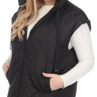 Plus Diamond Quilted Hooded Puffer Vest