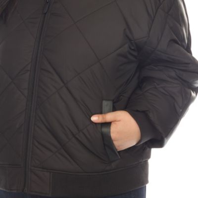 Plus Lightweight Diamond Quilted Puffer Bomber Jacket