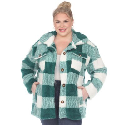 White Mark Women's Plus Size Plaid Shacket, 1X