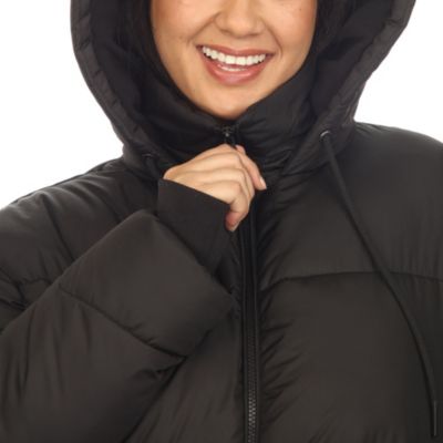 Plus Full Front Zip Hooded Bomber Puffer Coat