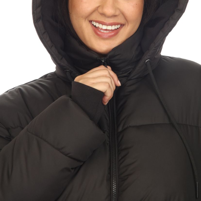 Plus Size Full Front Zip Hooded Bomber Puffer Coat