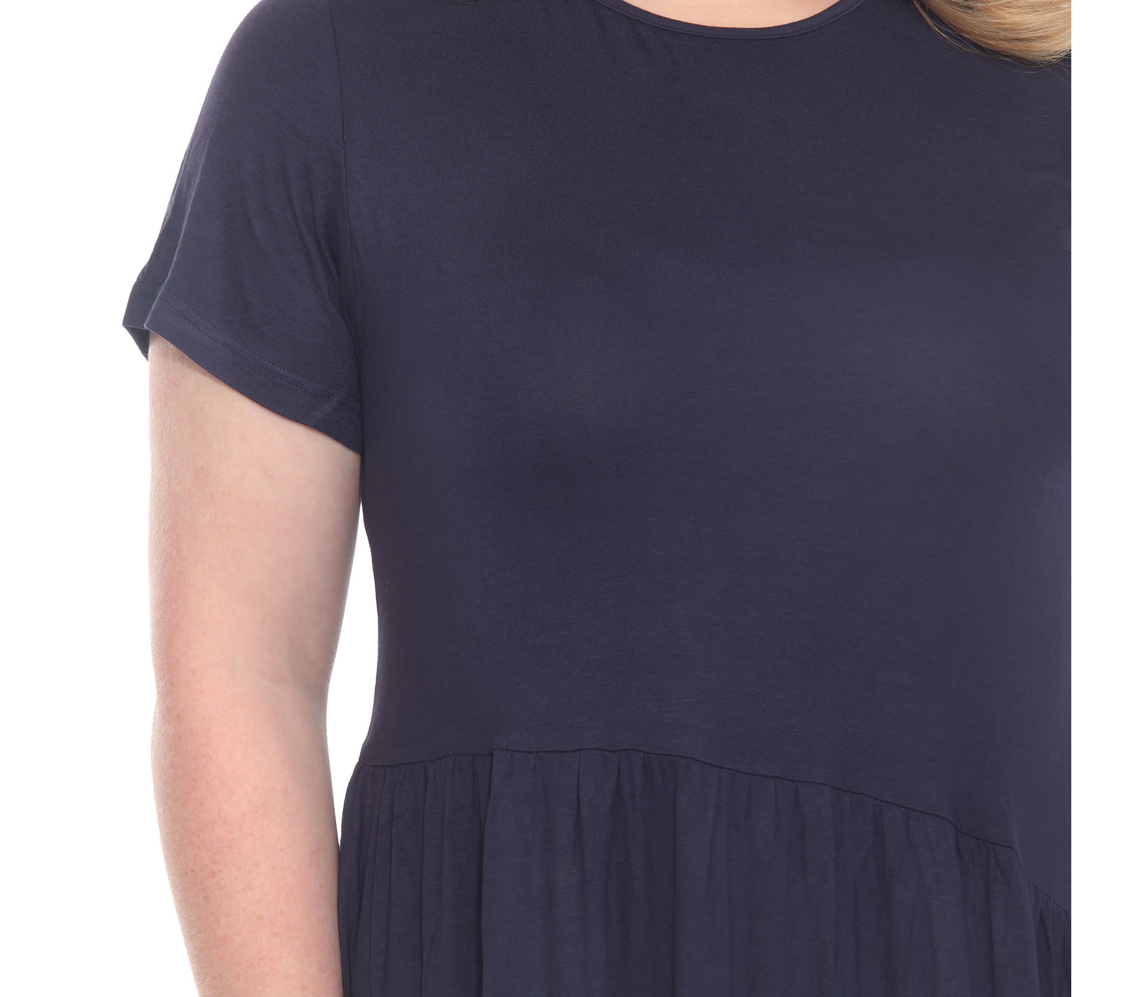 Plus Size Asymetrical Waist and Short Sleeve Swing Dress