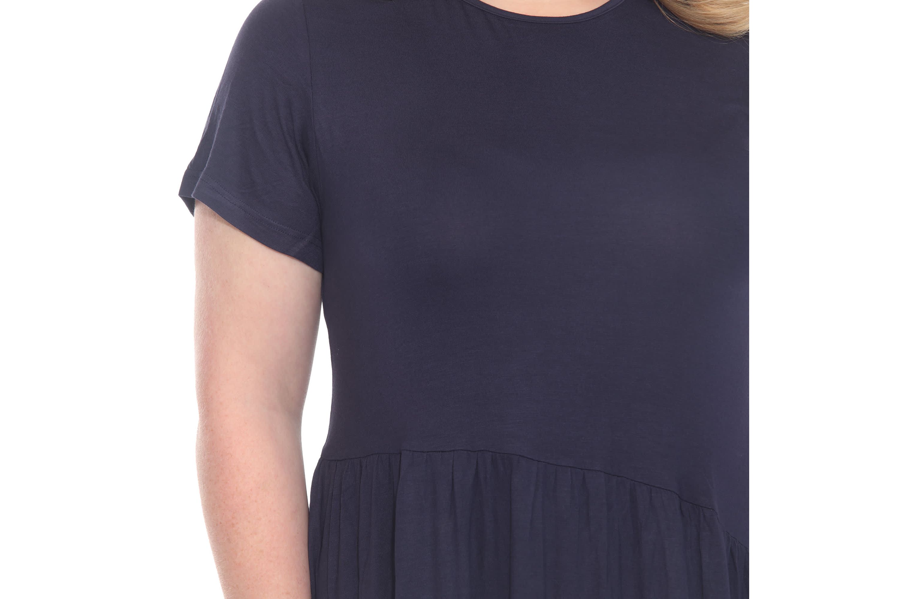 Plus Size Asymetrical Waist and Short Sleeve Swing Dress