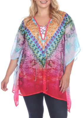 White Mark Women's Plus Size Animal Print Caftan