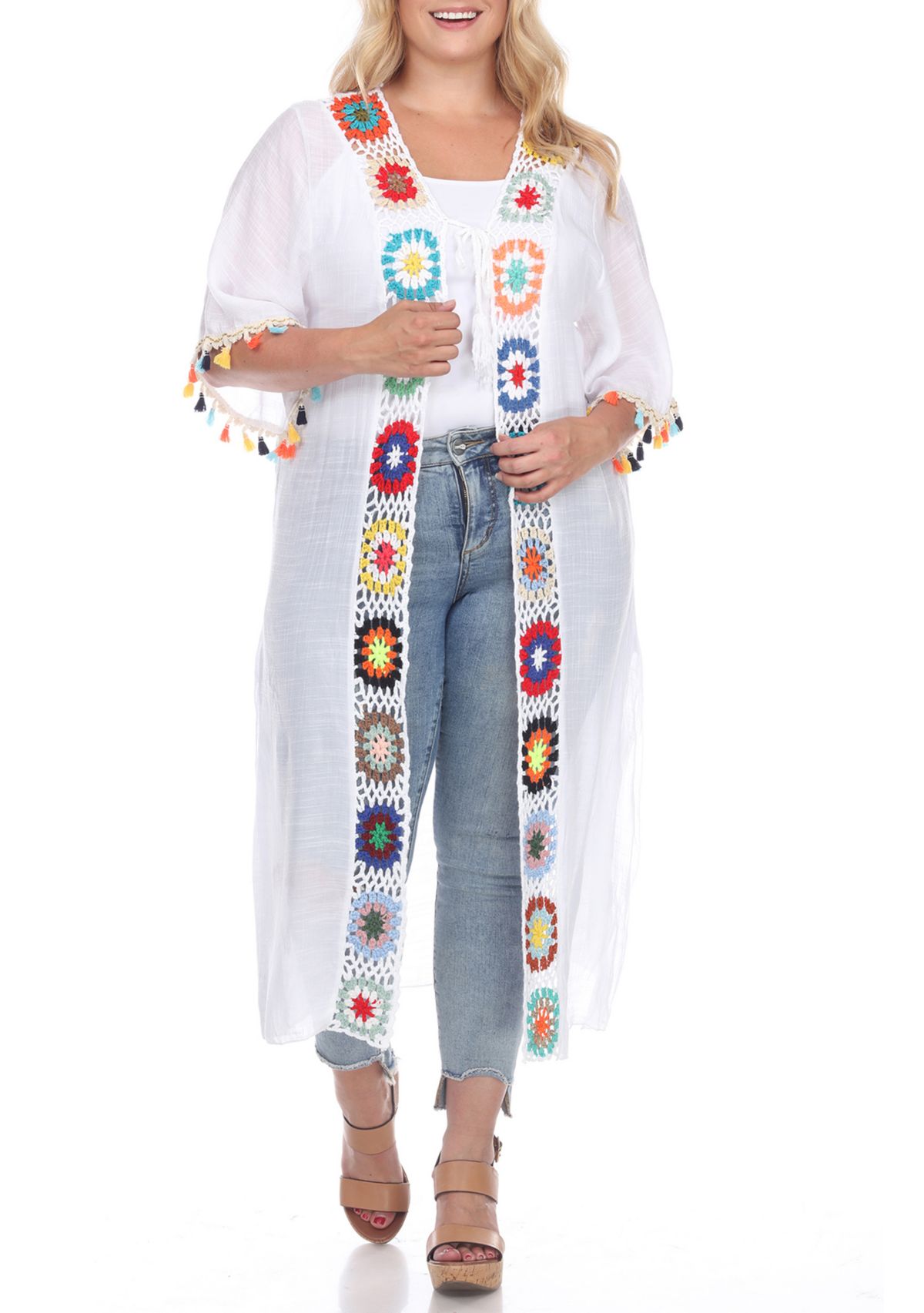 Plus Size Crochet Kimono Cover-Up