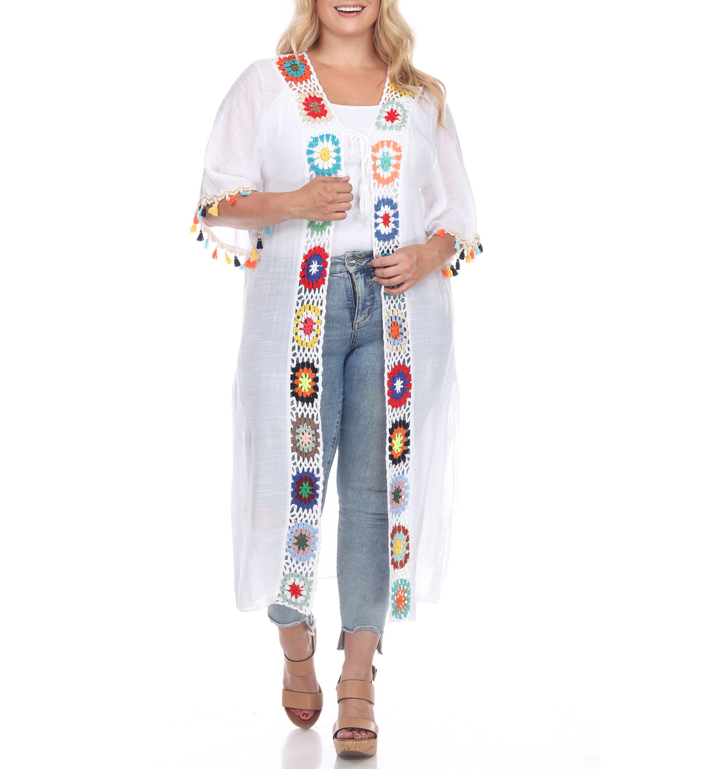 Plus Size Crochet Kimono Cover-Up