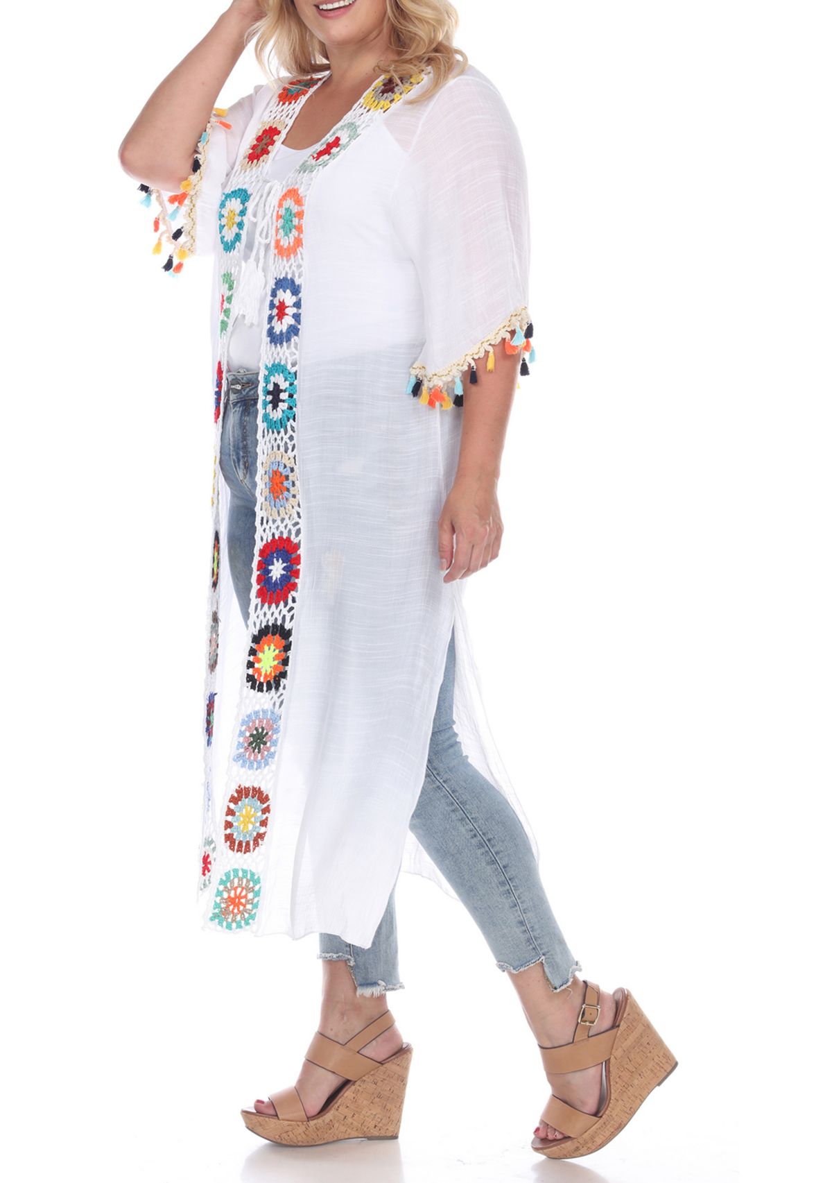 Plus Size Crochet Kimono Cover-Up