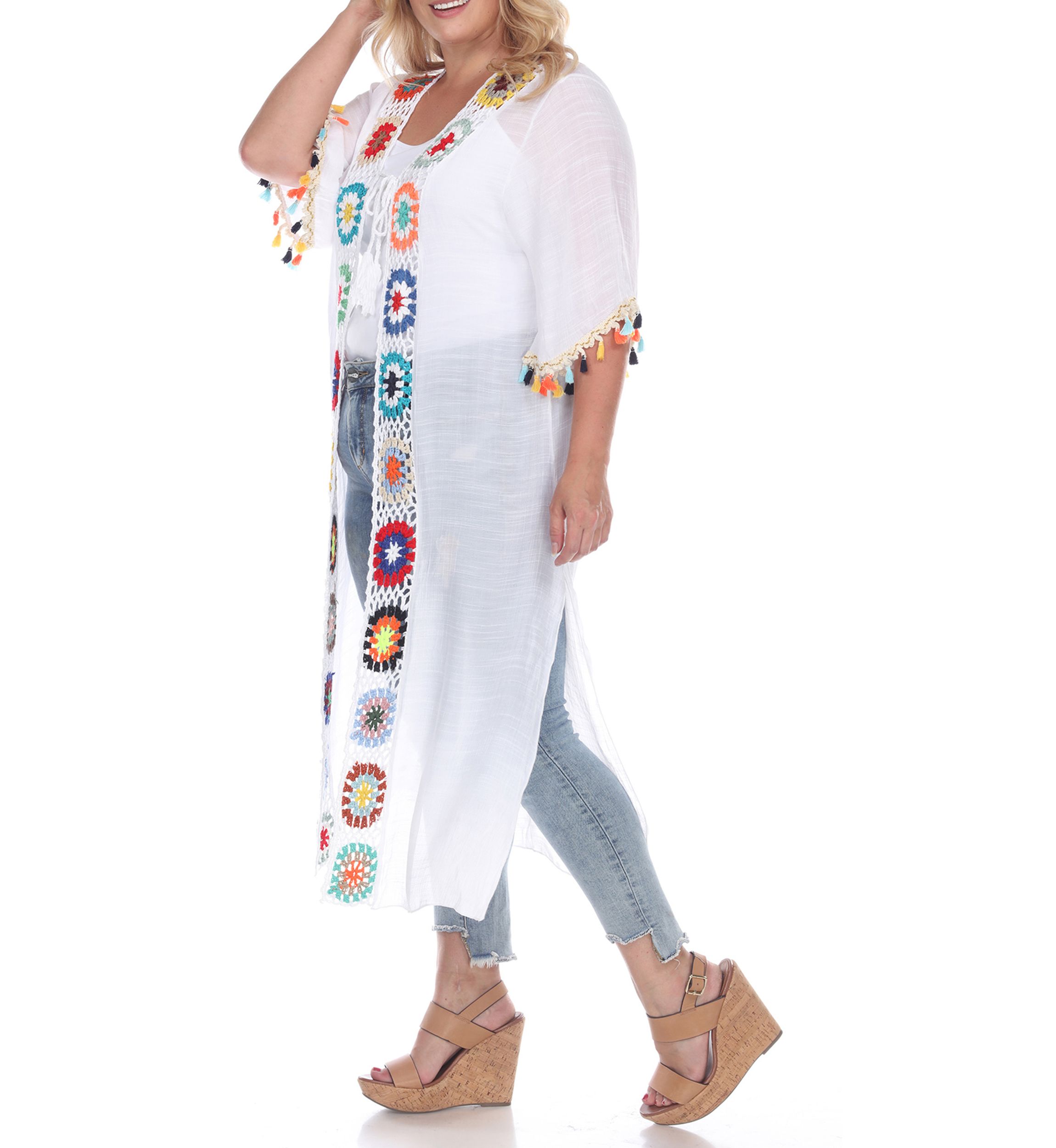 Plus Size Crochet Kimono Cover-Up