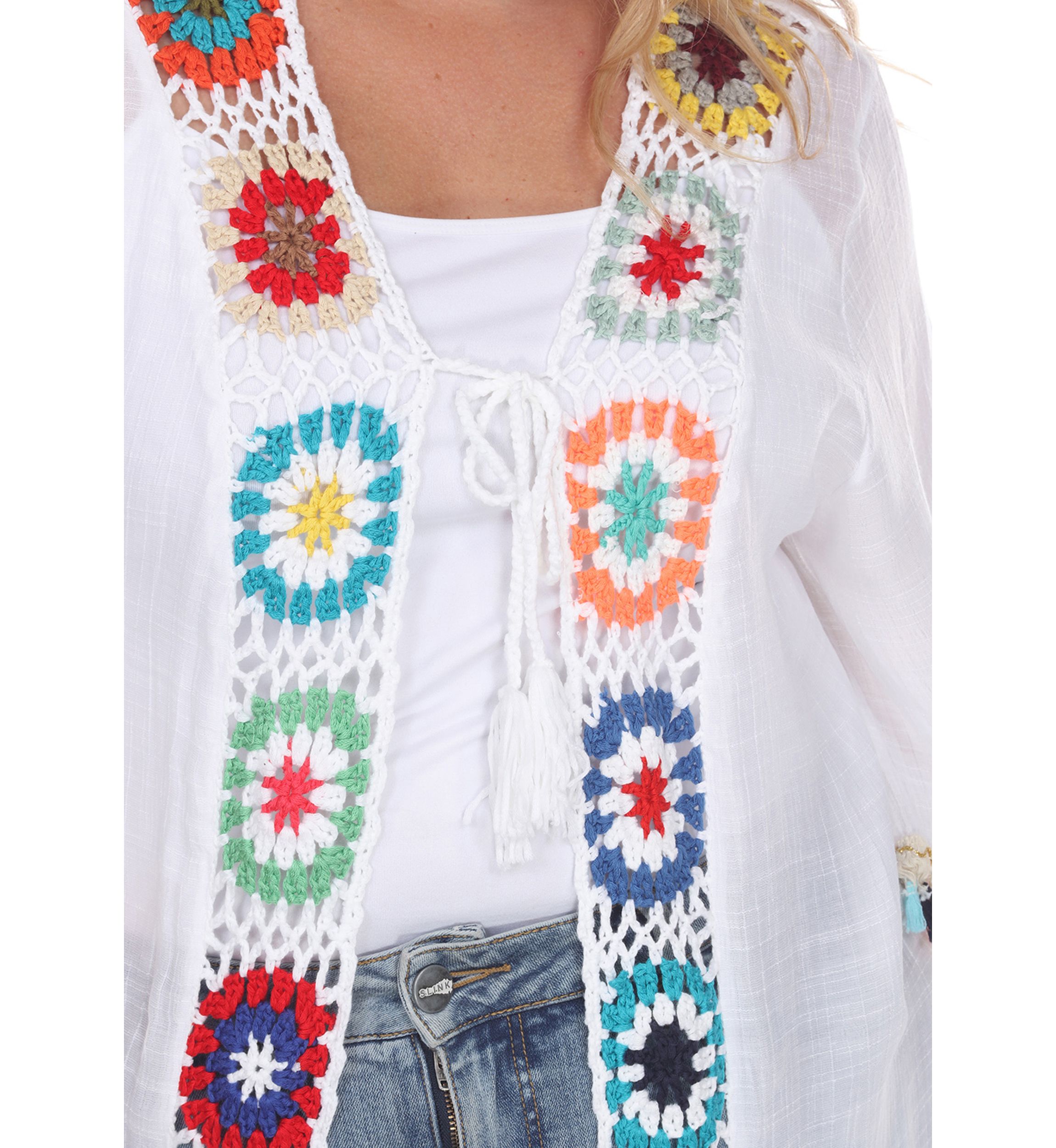 Plus Size Crochet Kimono Cover-Up