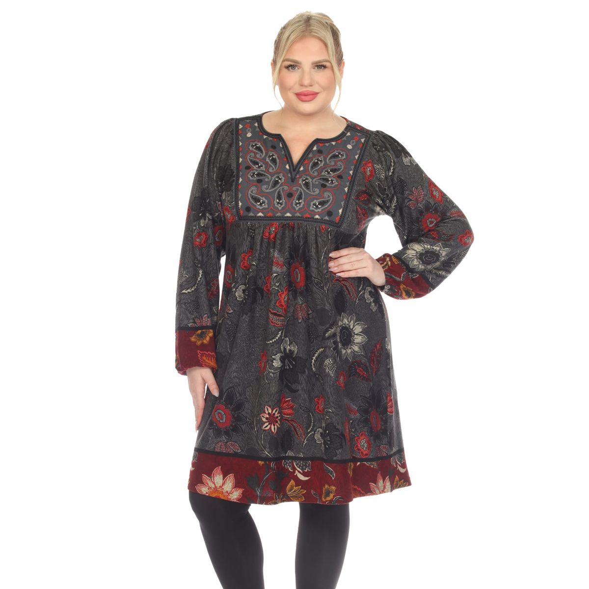 PS Paisley Floral Embroidered Sweater Dress