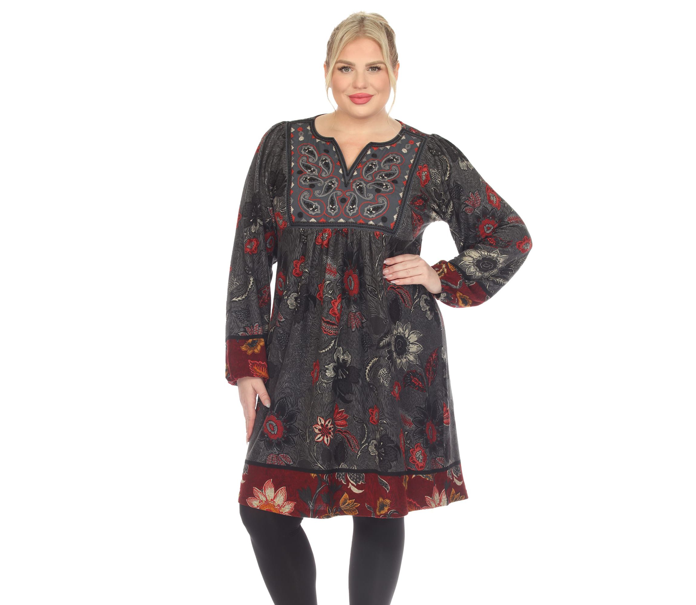 PS Paisley Floral Embroidered Sweater Dress