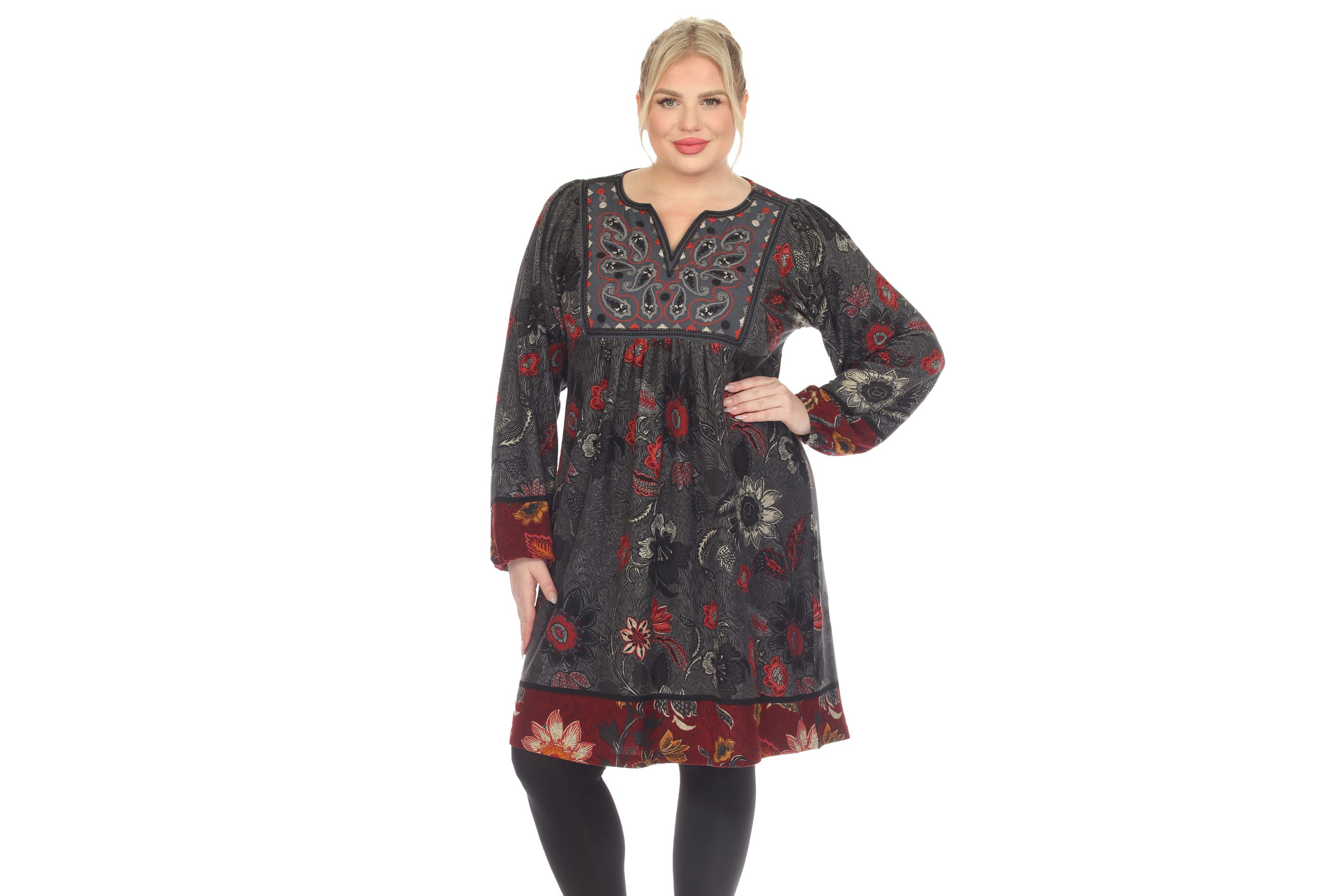 PS Paisley Floral Embroidered Sweater Dress