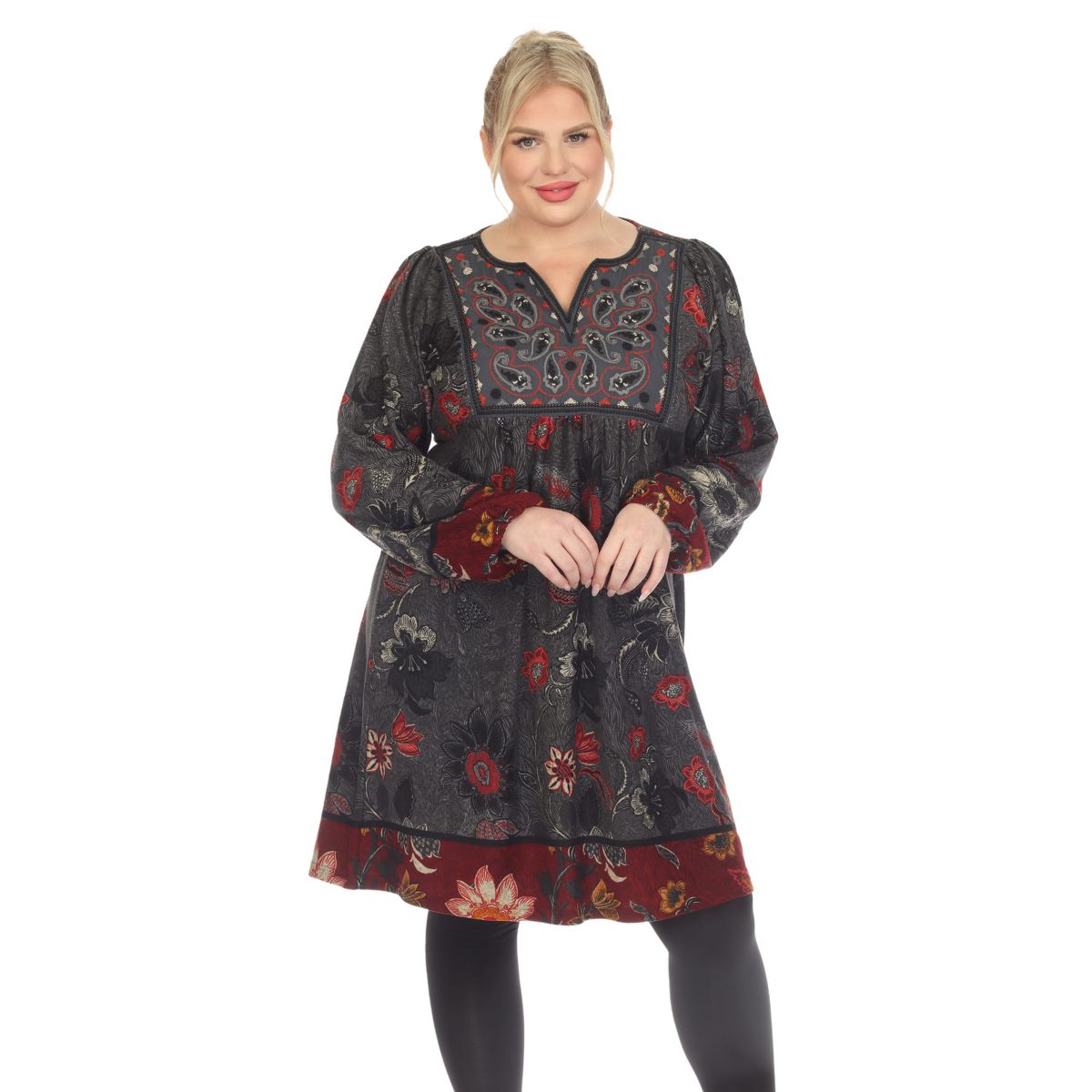 PS Paisley Floral Embroidered Sweater Dress