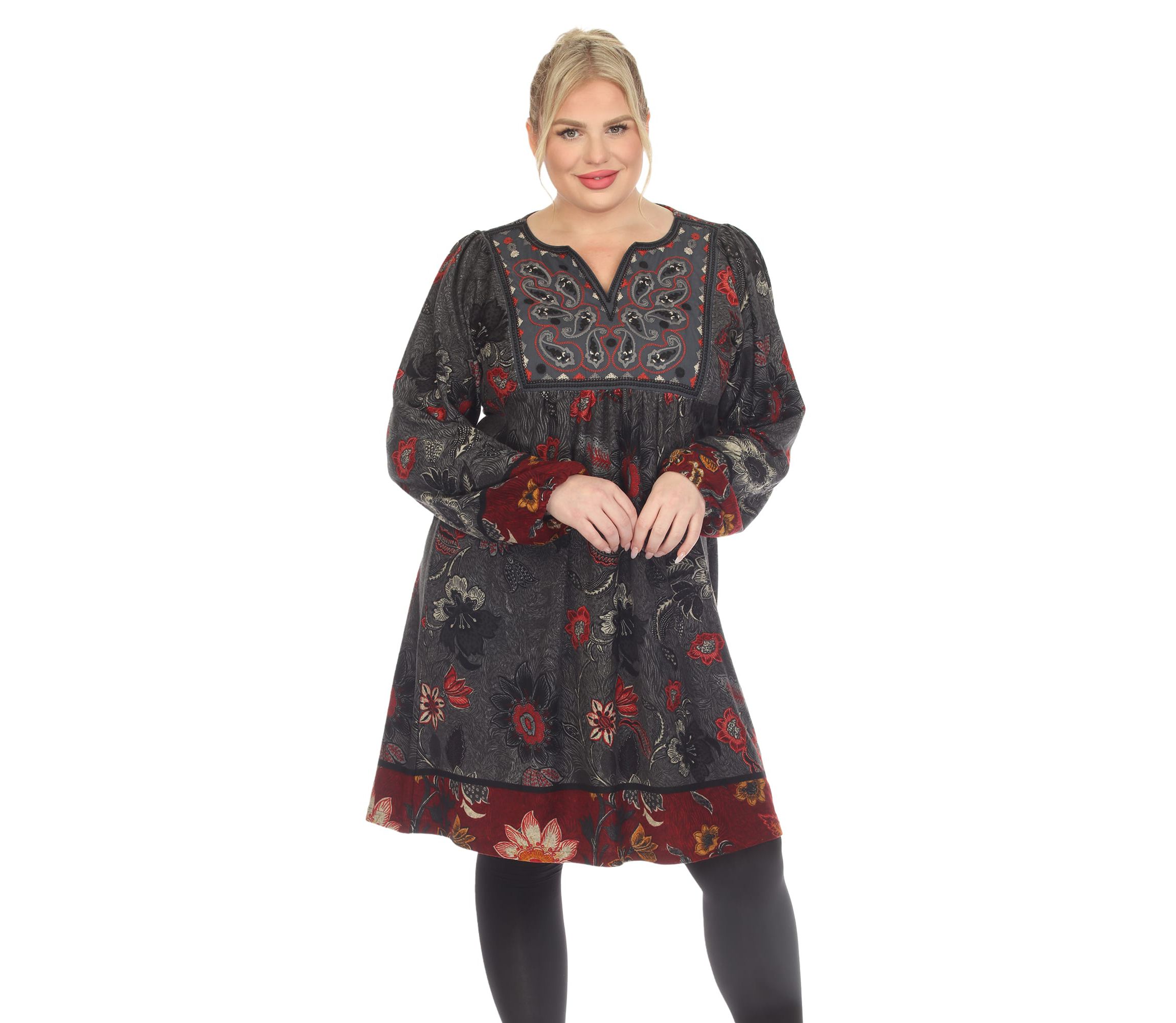 PS Paisley Floral Embroidered Sweater Dress