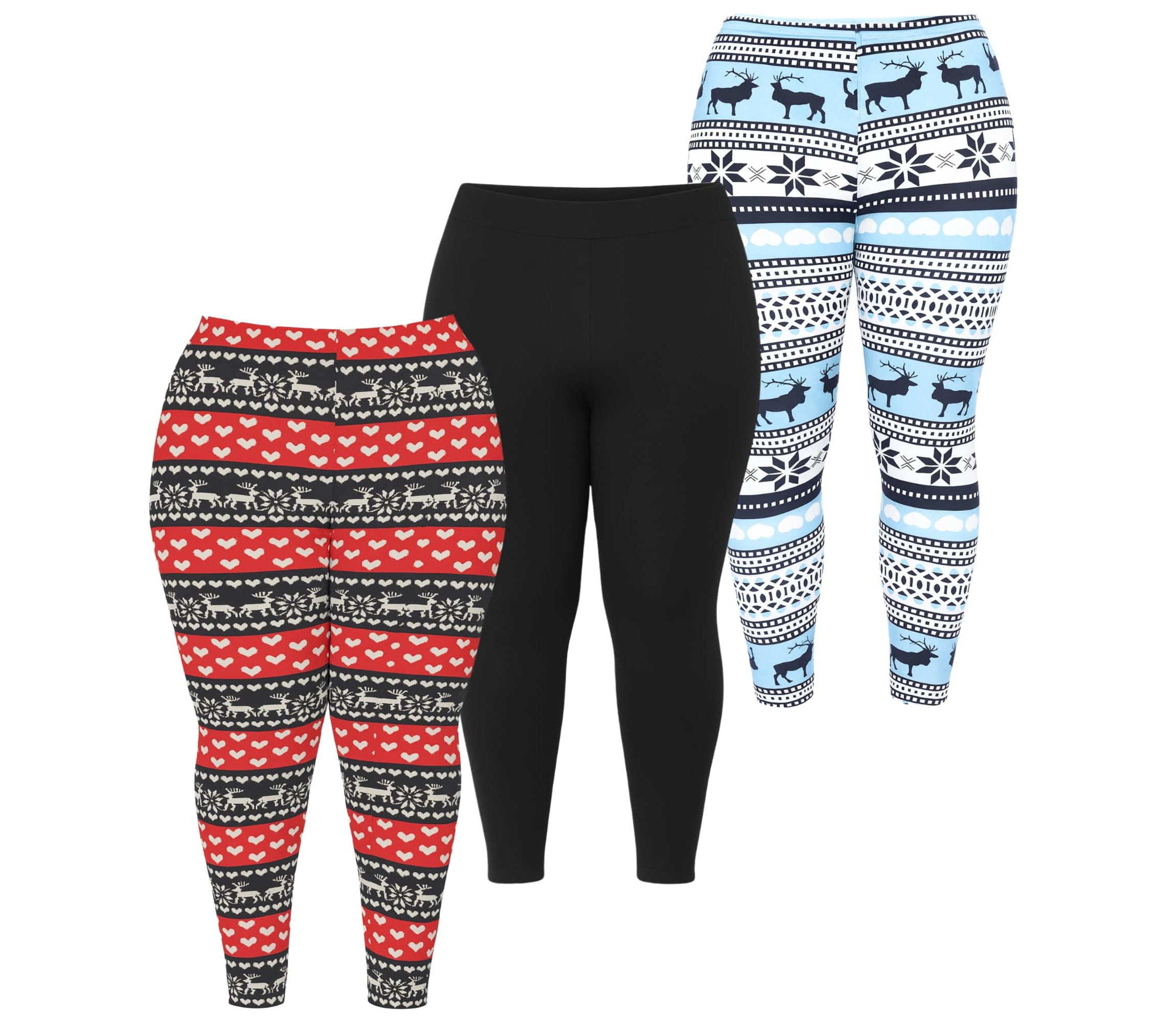 Plus Size Holiday Leggings 3-Pack – Festive Prints & Cozy Styles