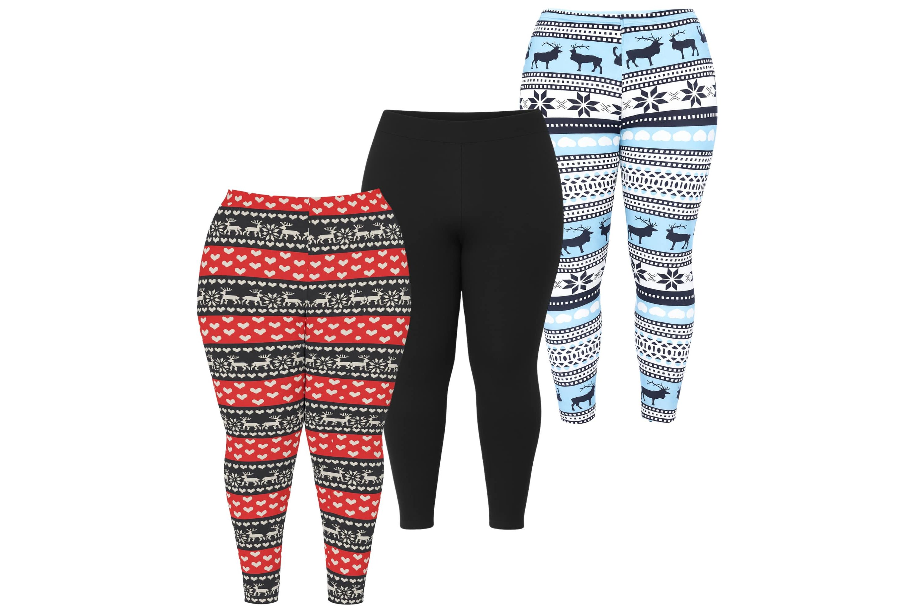Plus Size Holiday Leggings 3-Pack – Festive Prints & Cozy Styles
