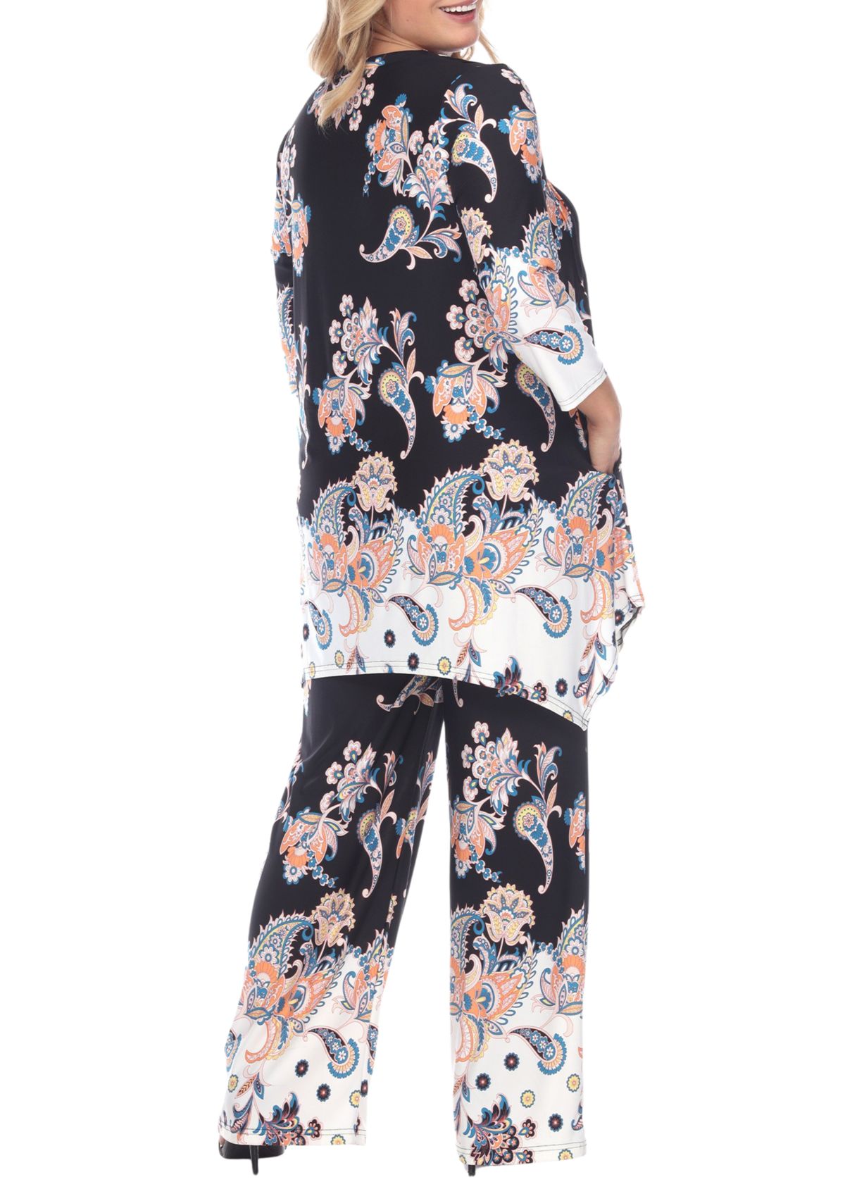 Plus Size Paisley Palazzo Pants and Top Set 