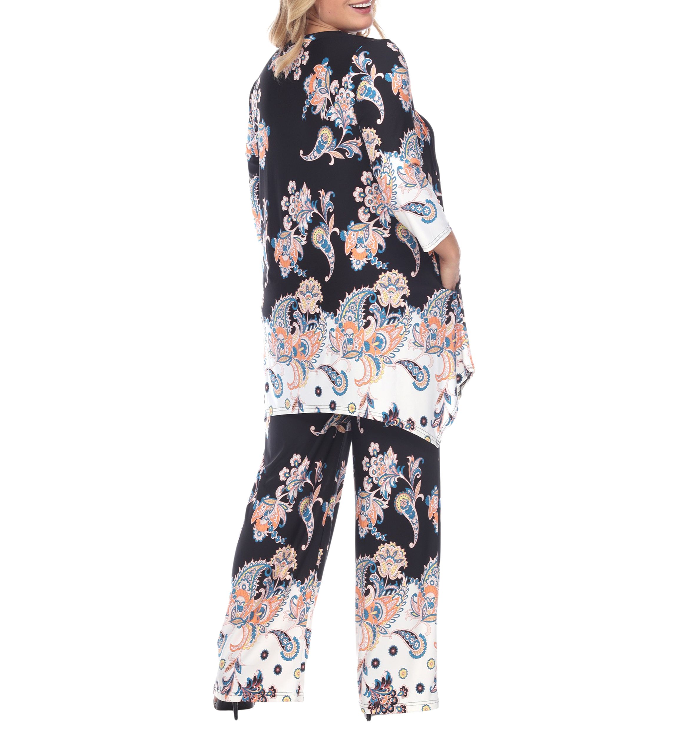 Plus Size Paisley Palazzo Pants and Top Set 