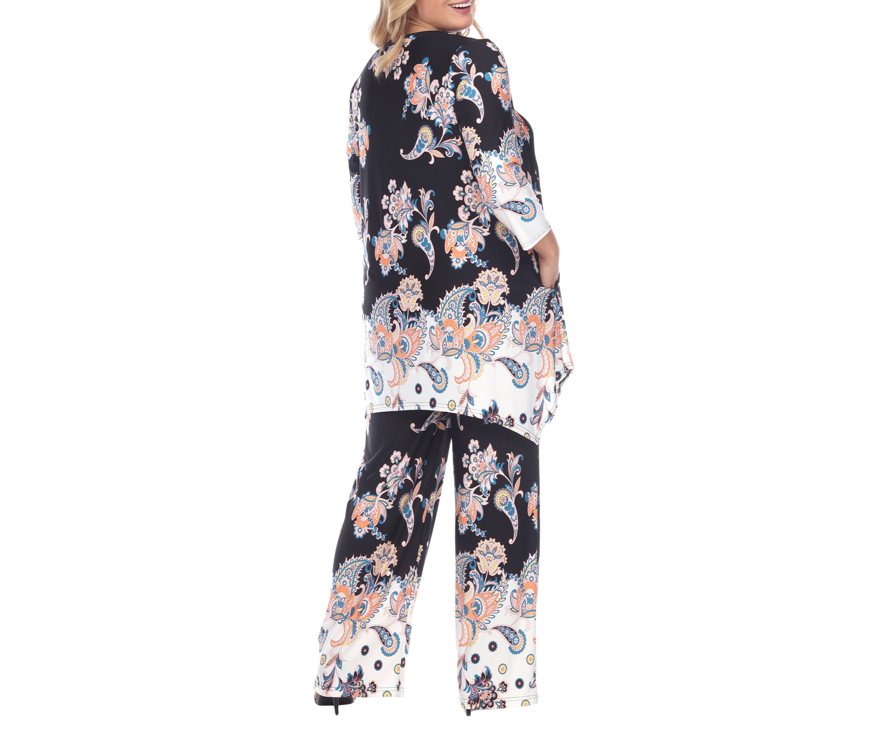 Plus Size Paisley Palazzo Pants and Top Set 