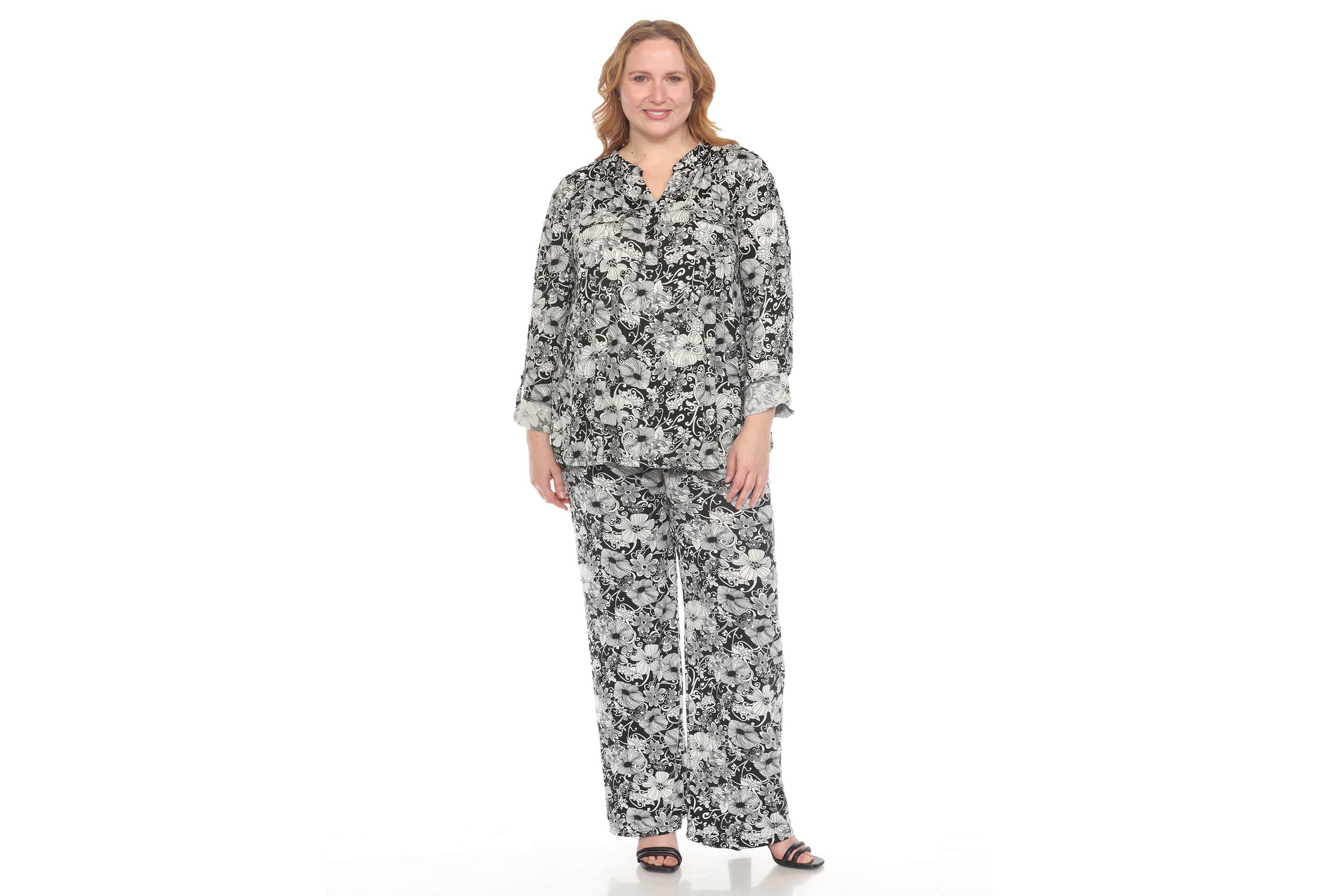 Plus Size 2-Piece Floral Print Tunic and Pant Set