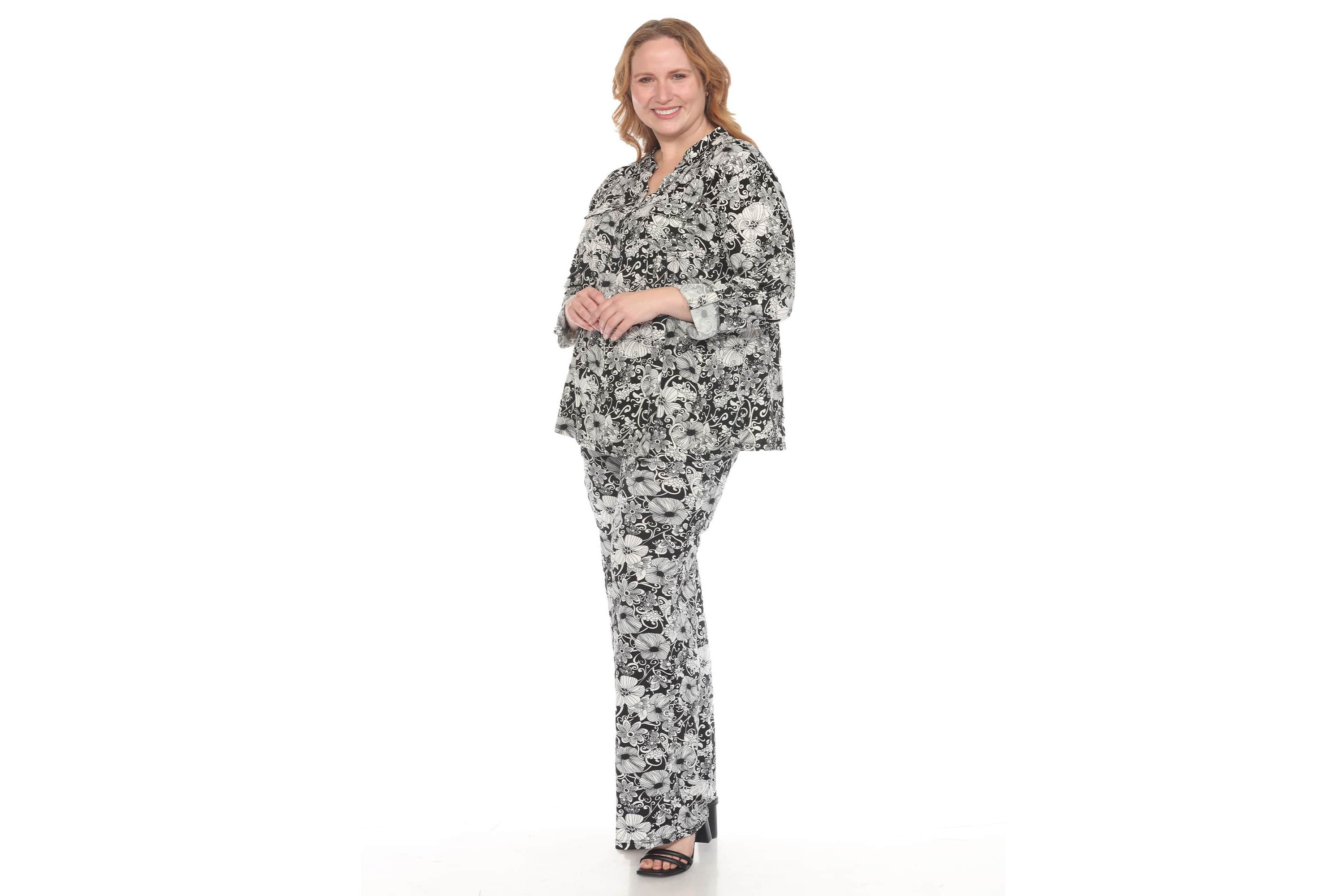 Plus Size 2-Piece Floral Print Tunic and Pant Set