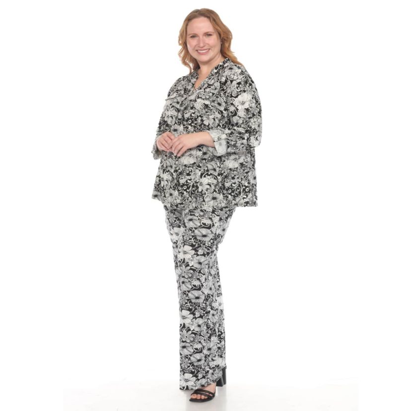 Plus Size 2-Piece Floral Print Tunic and Pant Set