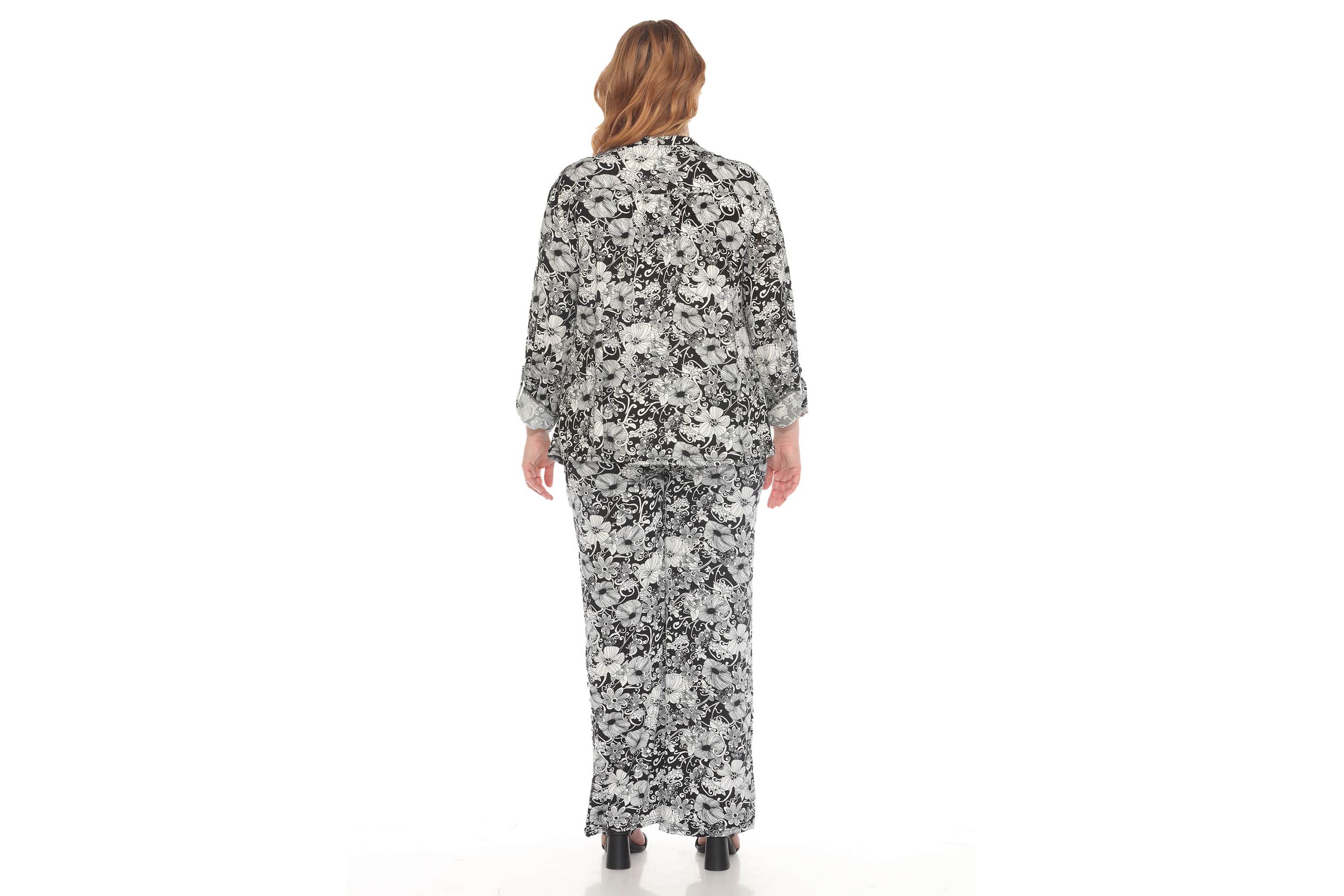 Plus Size 2-Piece Floral Print Tunic and Pant Set