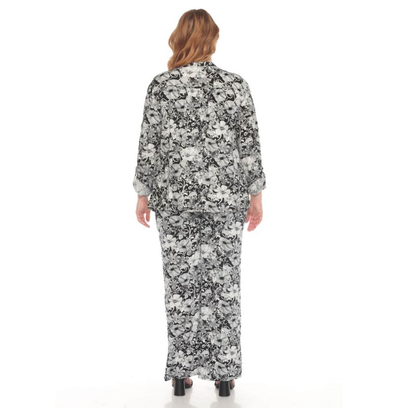 Plus Size 2-Piece Floral Print Tunic and Pant Set