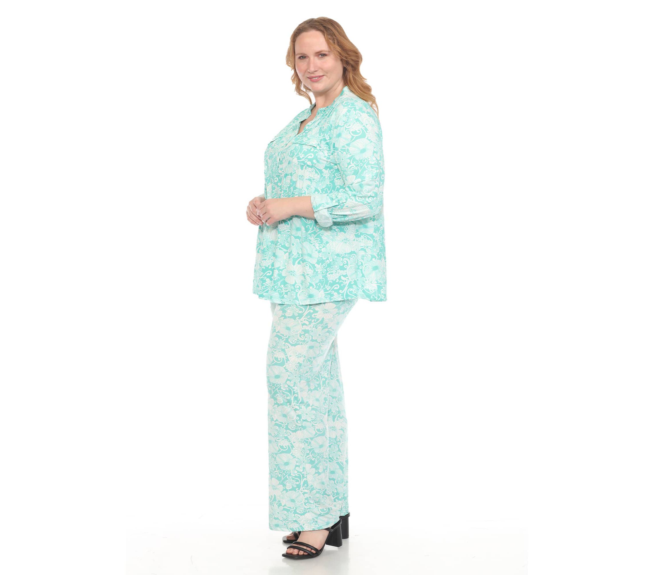 Plus Size 2-Piece Floral Print Tunic and Pant Set