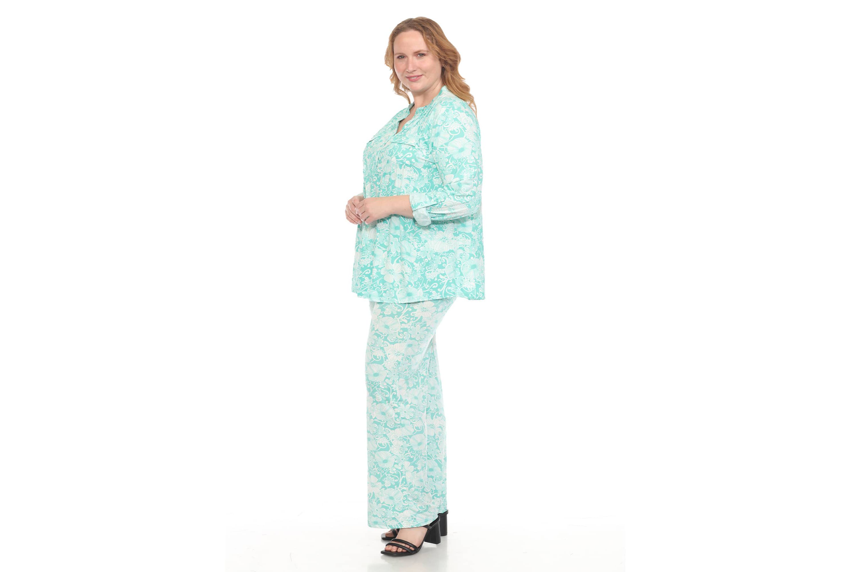 Plus Size 2-Piece Floral Print Tunic and Pant Set