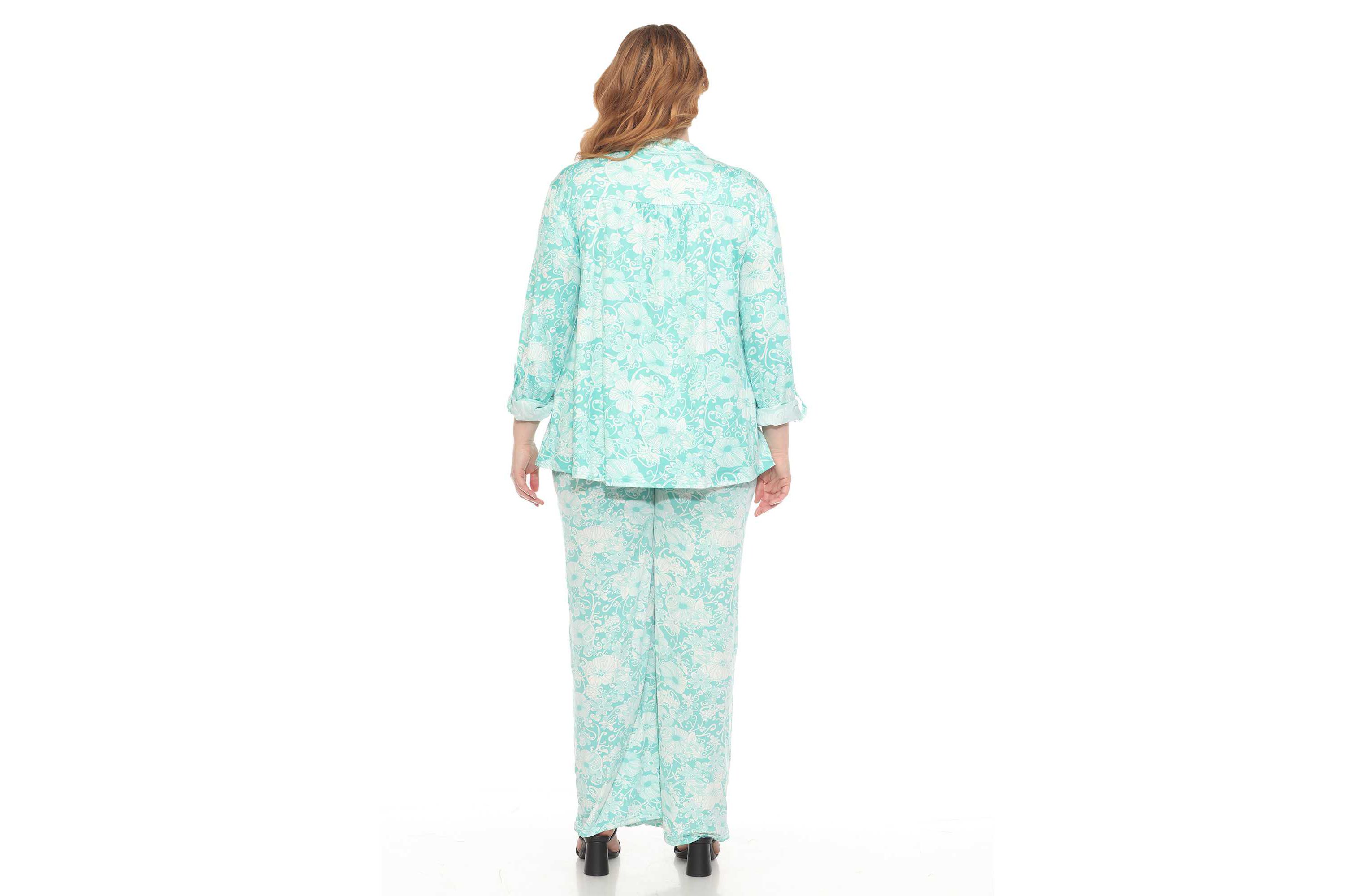 Plus Size 2-Piece Floral Print Tunic and Pant Set
