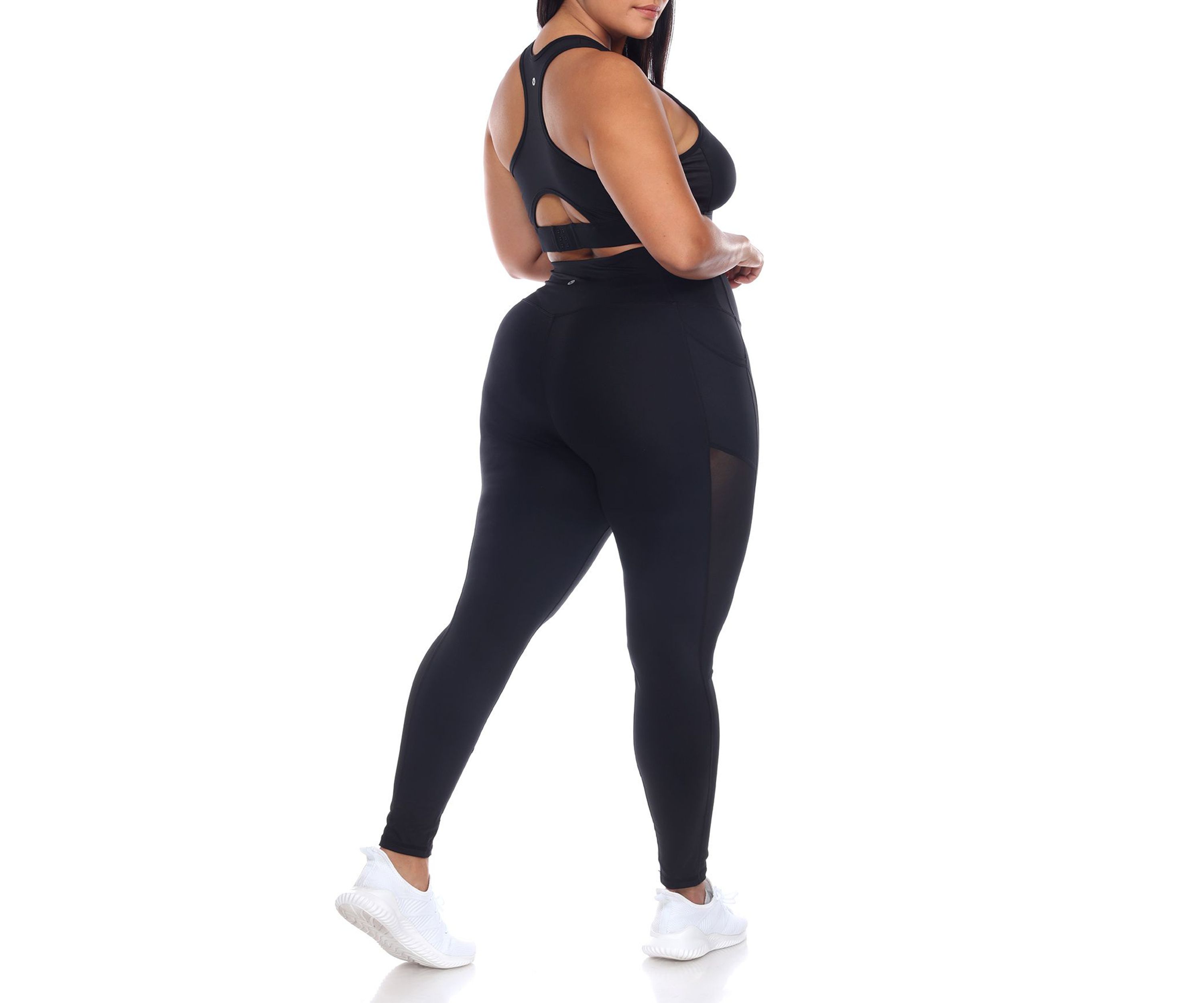 Plus Size Racer Back Sports Bra & Mesh Leggings Set