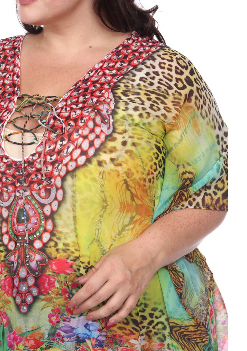 Plus Size Animal Print Caftan
