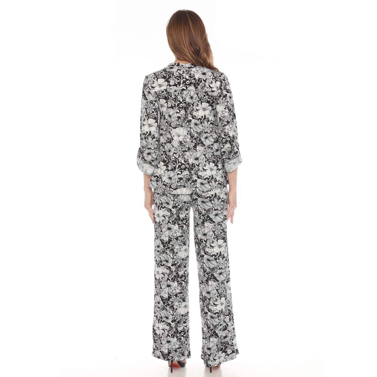 Womens 2-Piece Floral Print Tunic and Pant Set