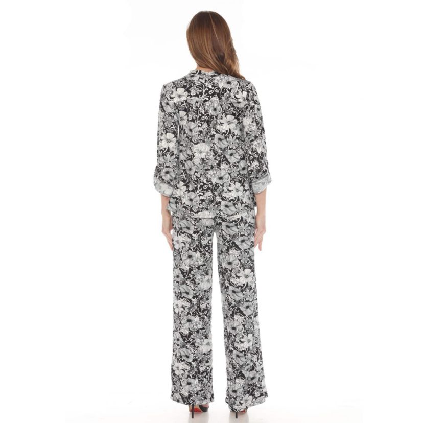 Womens 2-Piece Floral Print Tunic and Pant Set