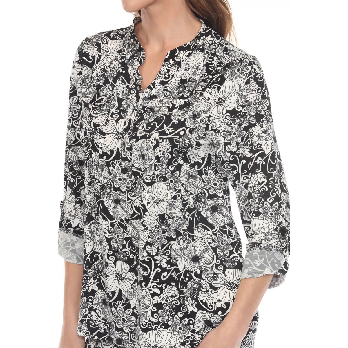 Womens 2-Piece Floral Print Tunic and Pant Set