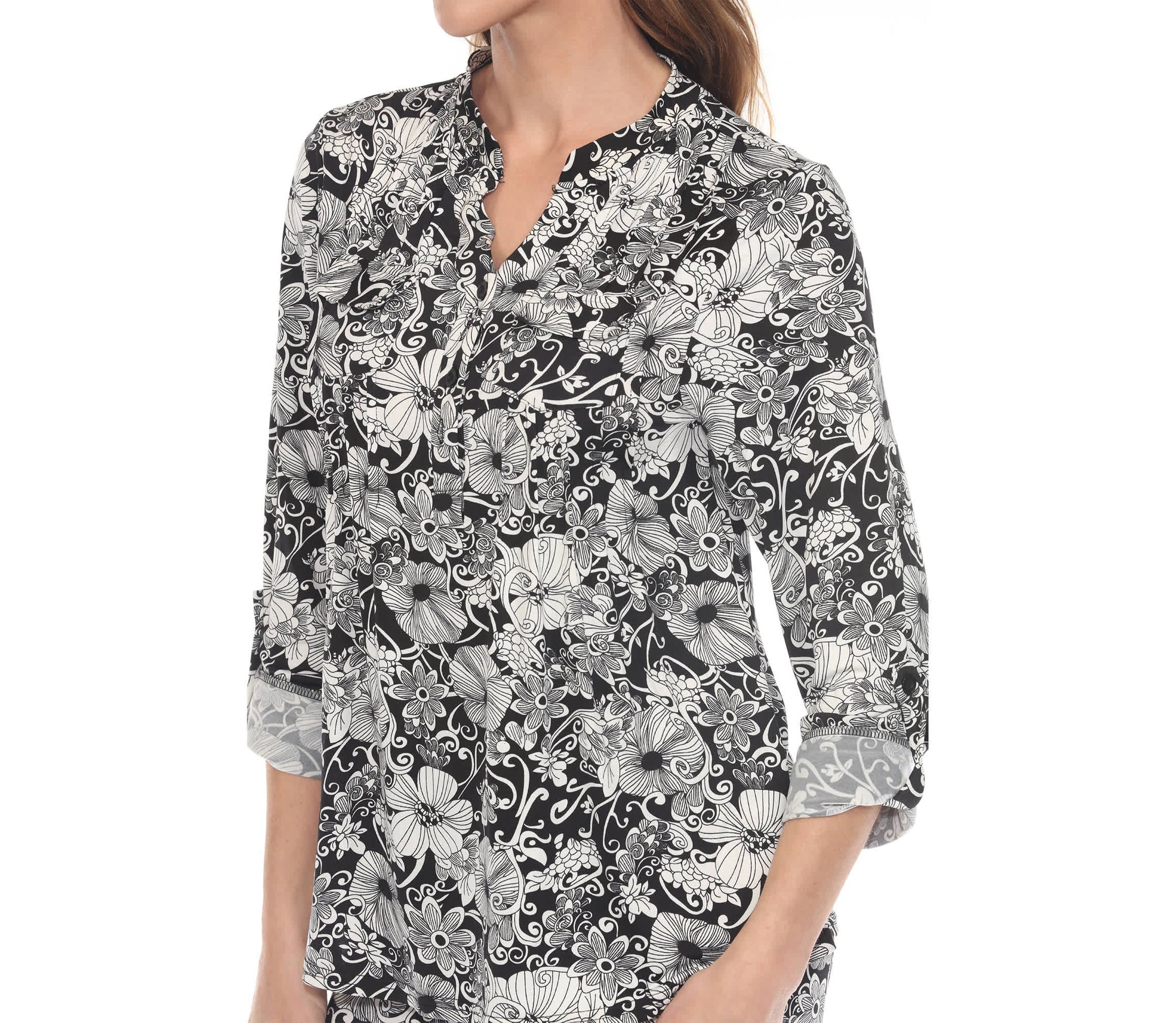 Womens 2-Piece Floral Print Tunic and Pant Set