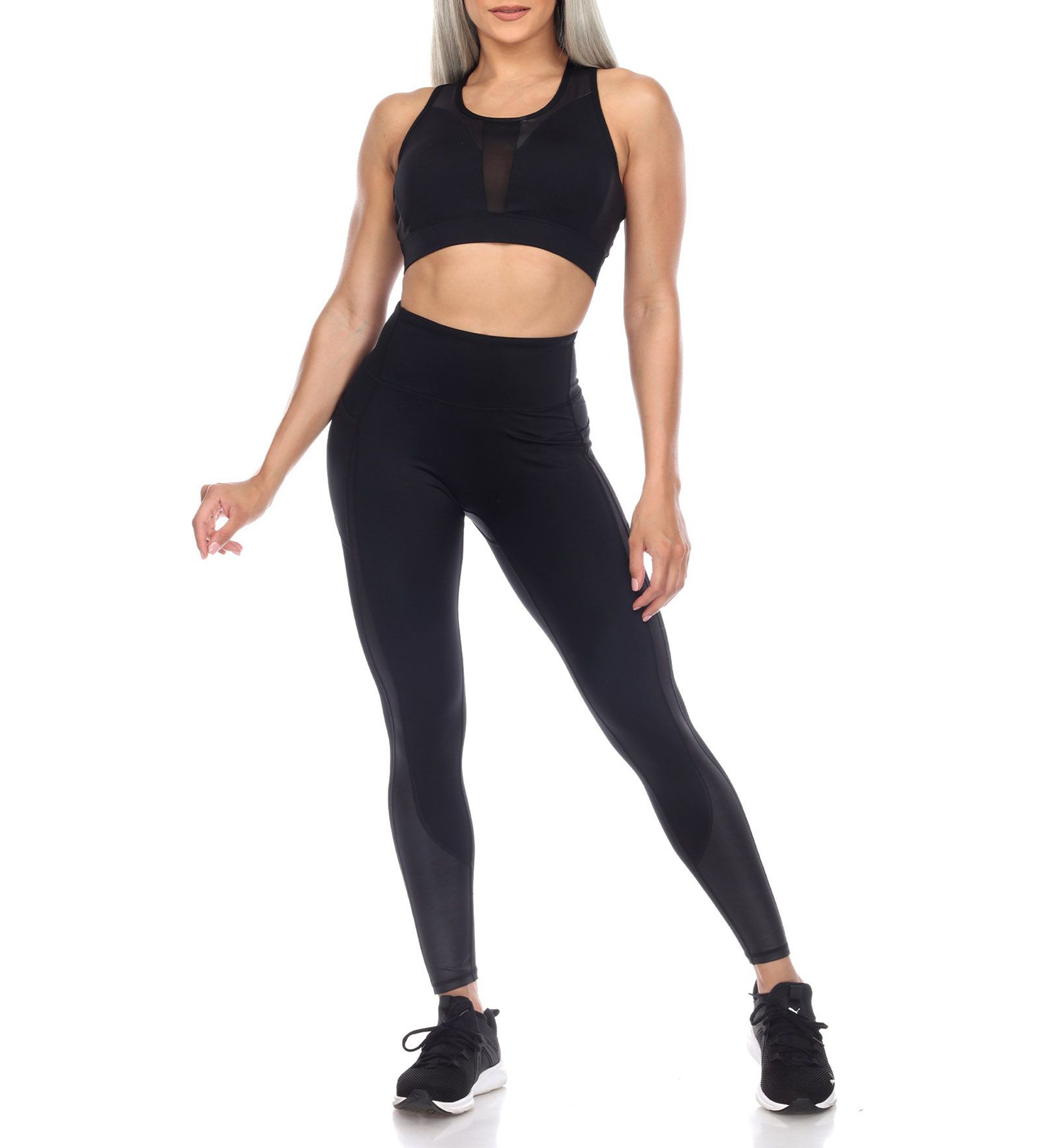 Racer Back Sports Bra & Mesh Leggings Set