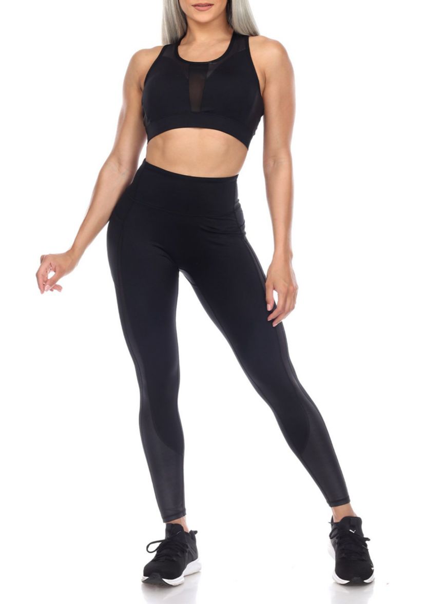 Racer Back Sports Bra & Mesh Leggings Set