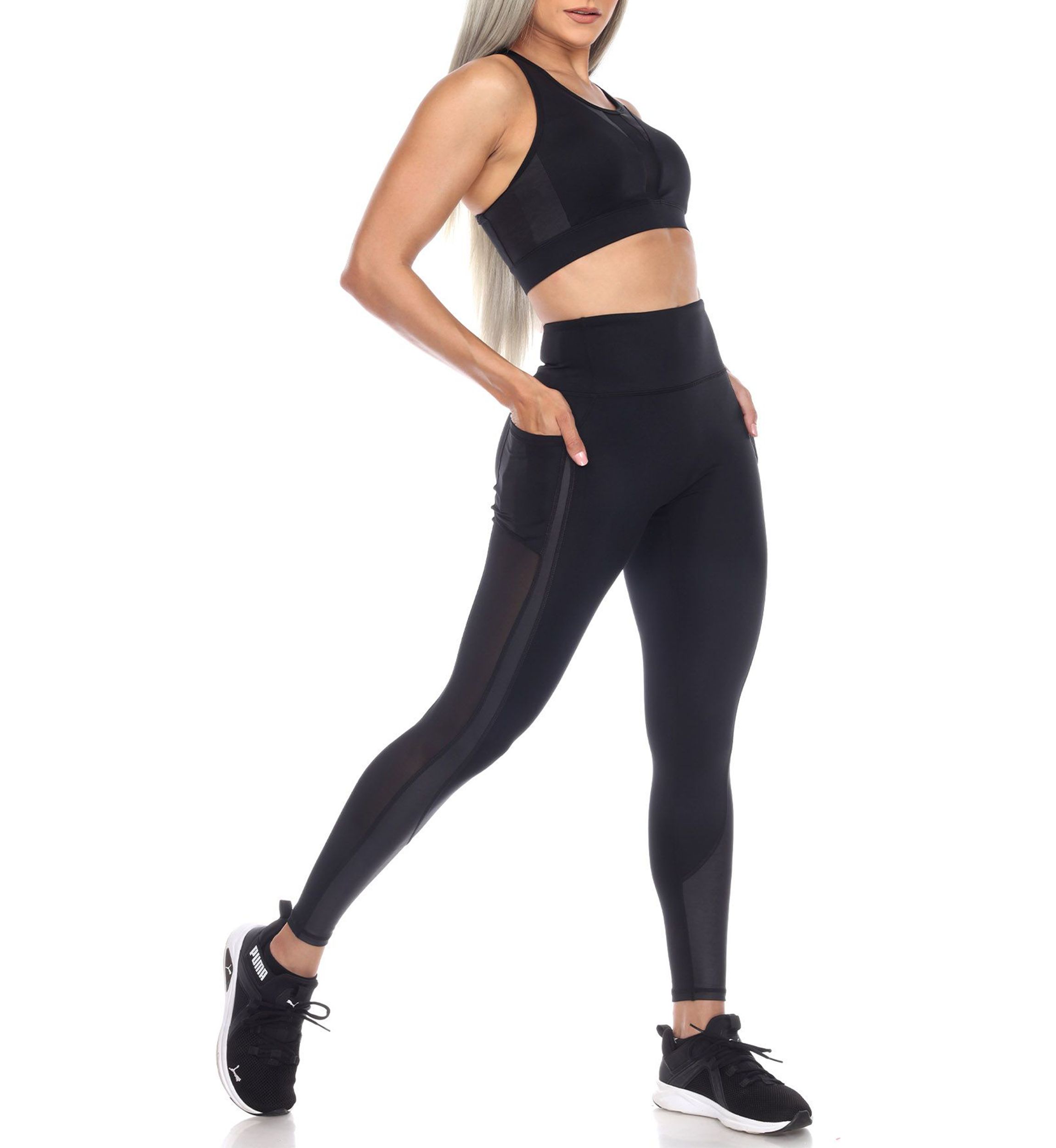 Racer Back Sports Bra & Mesh Leggings Set