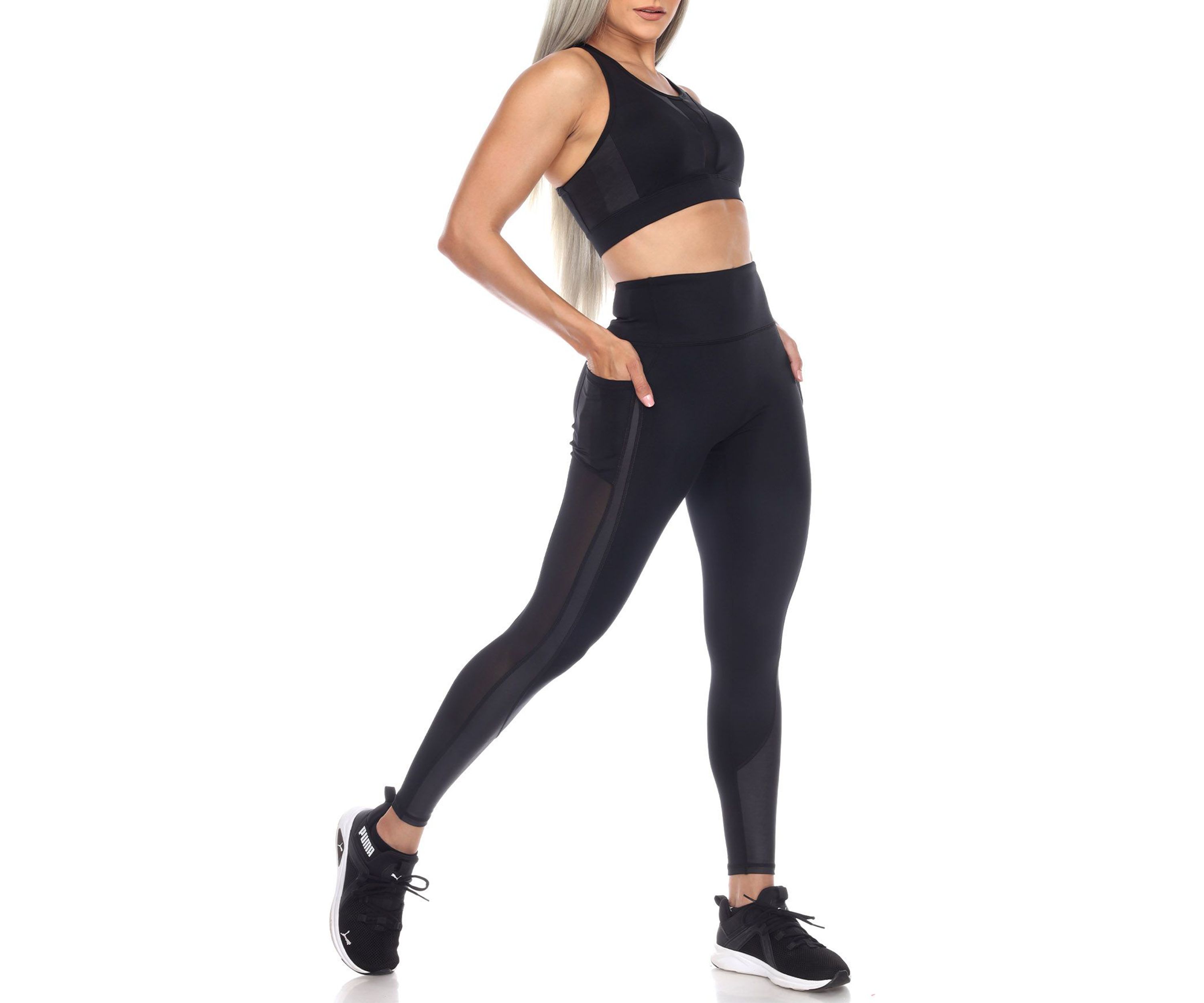 Racer Back Sports Bra & Mesh Leggings Set