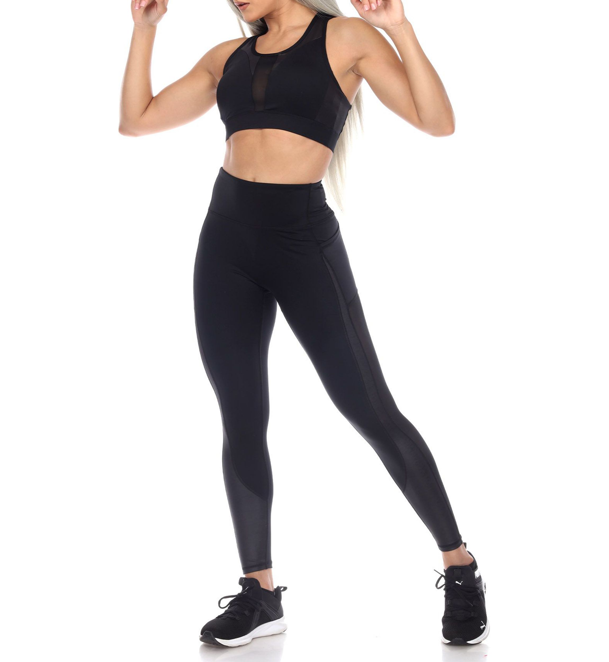 Racer Back Sports Bra & Mesh Leggings Set