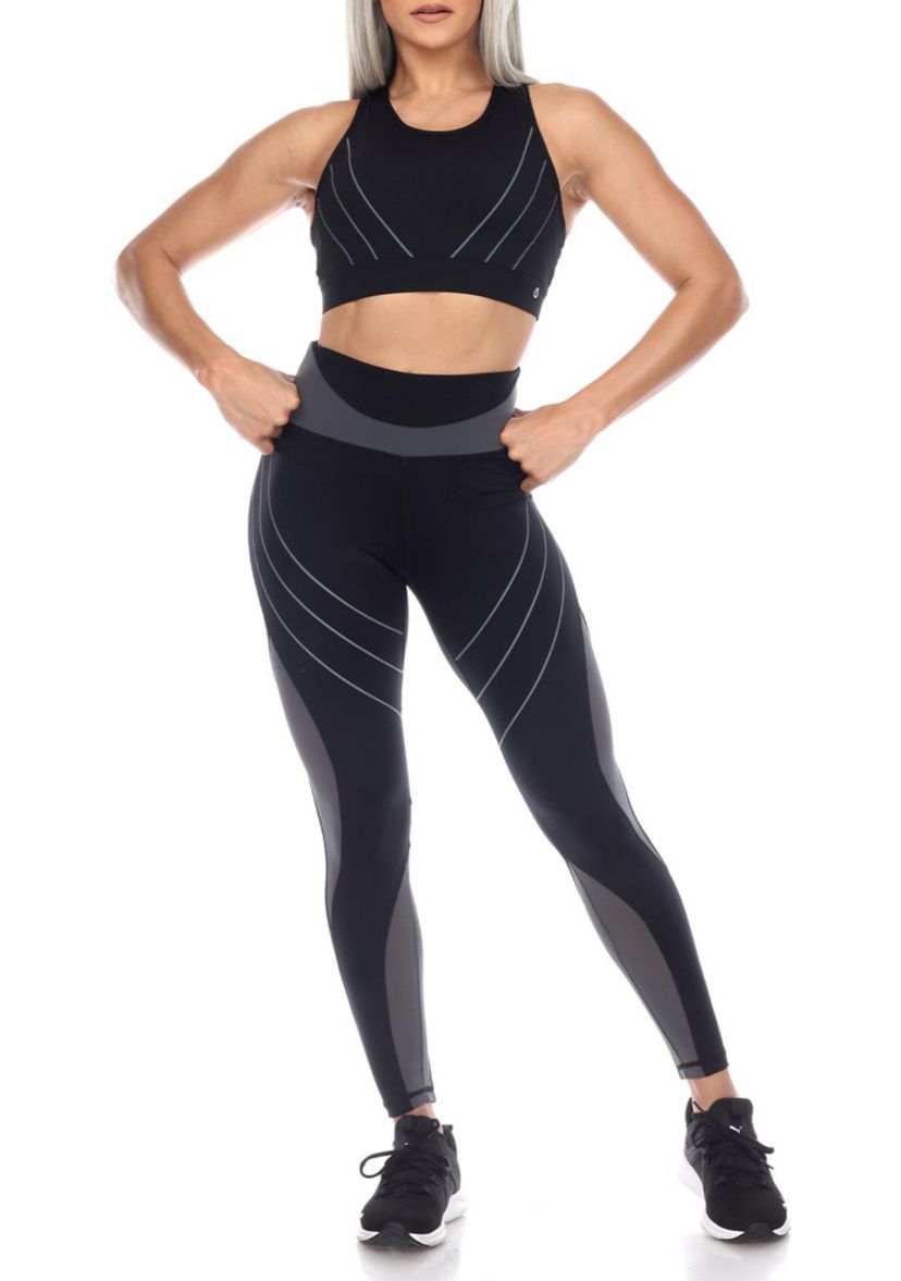 Cut Out Back Mesh Sports Bra & Leggings Set
