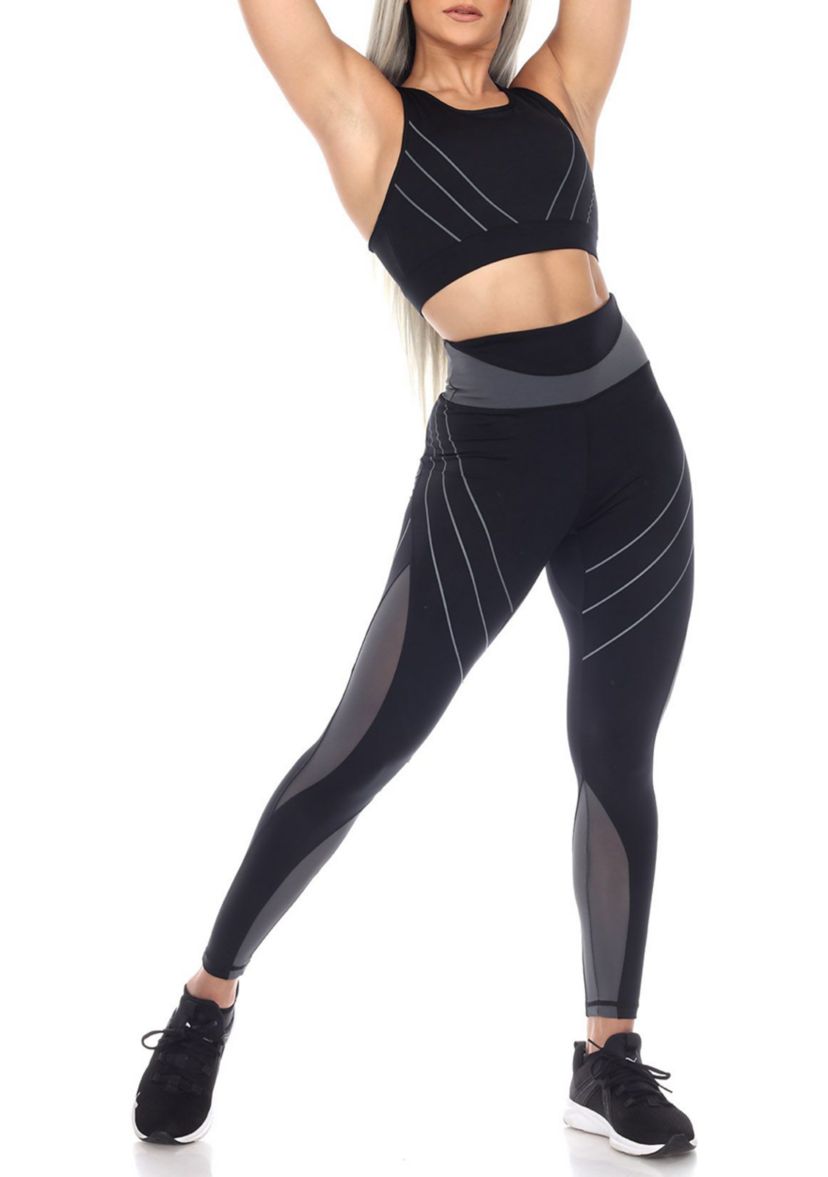 Cut Out Back Mesh Sports Bra & Leggings Set