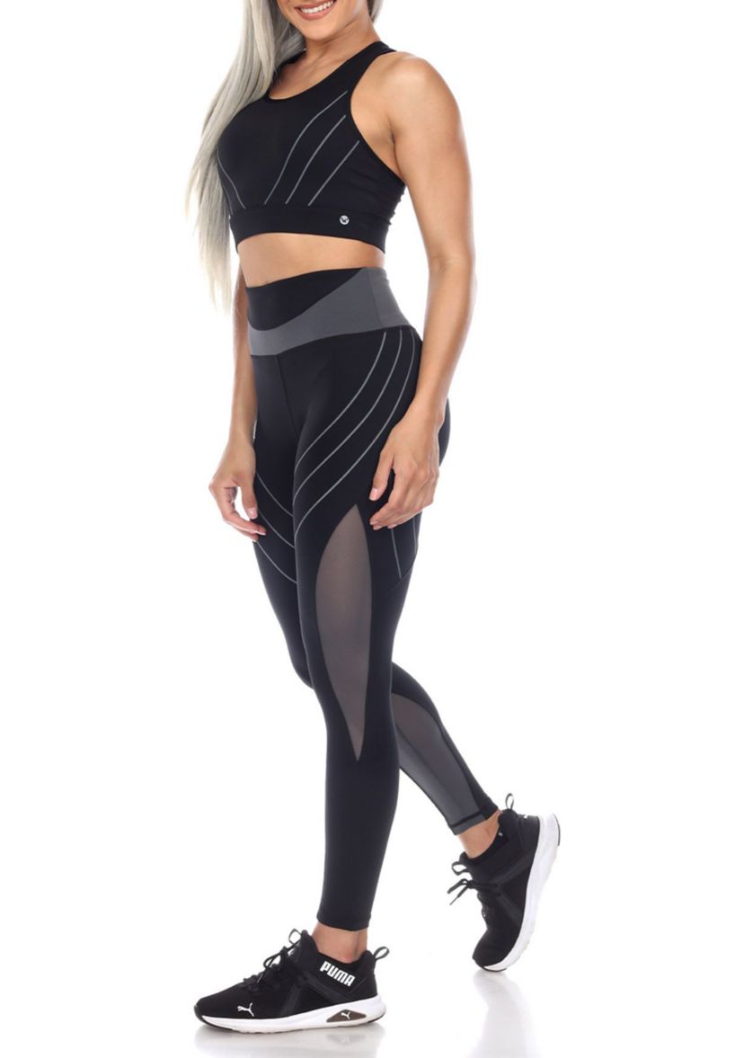 Cut Out Back Mesh Sports Bra & Leggings Set