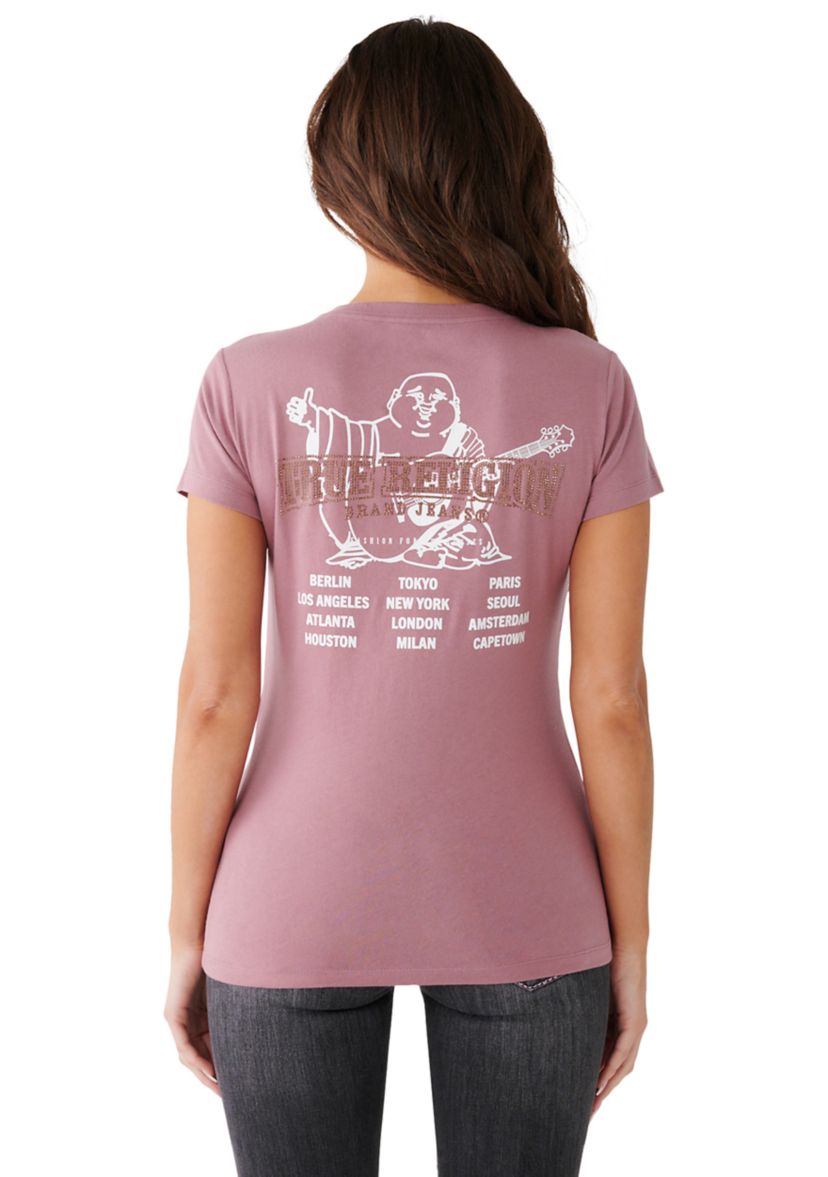 Womens Buddha Slim V-Neck T-Shirt