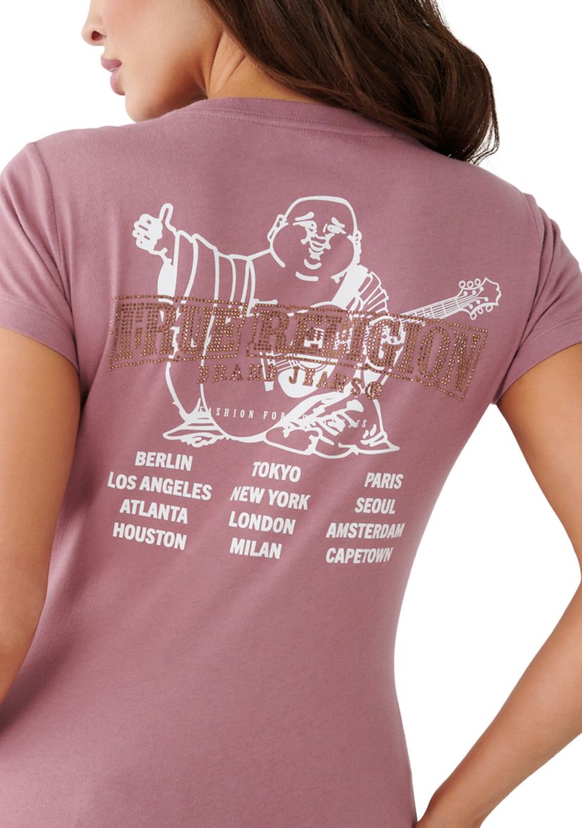 Womens Buddha Slim V-Neck T-Shirt