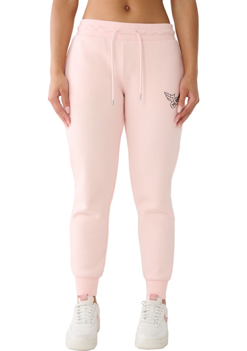 Womens Retro Crystal Mid Rise Jogger Pants