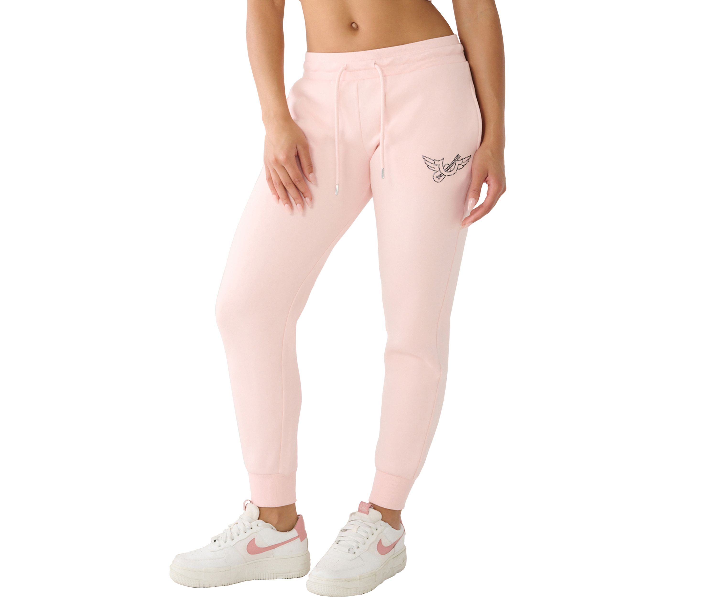 Womens Retro Crystal Mid Rise Jogger Pants